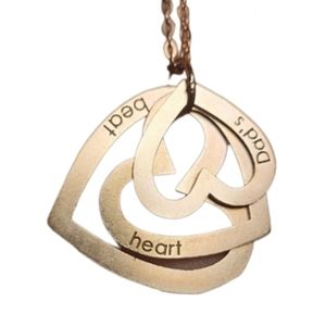 Sterling 925 rose gold "Dad's heart beat" triple heart necklace